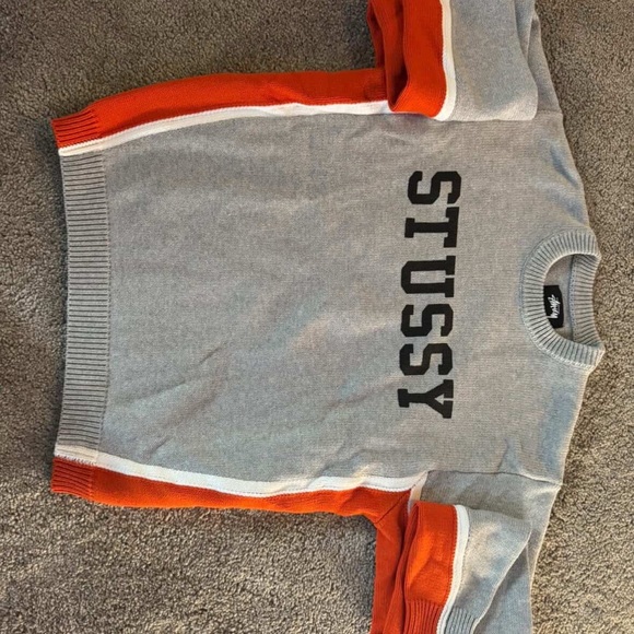 Stussy Other - Stussy Gray Sweater with Orange & White Trim